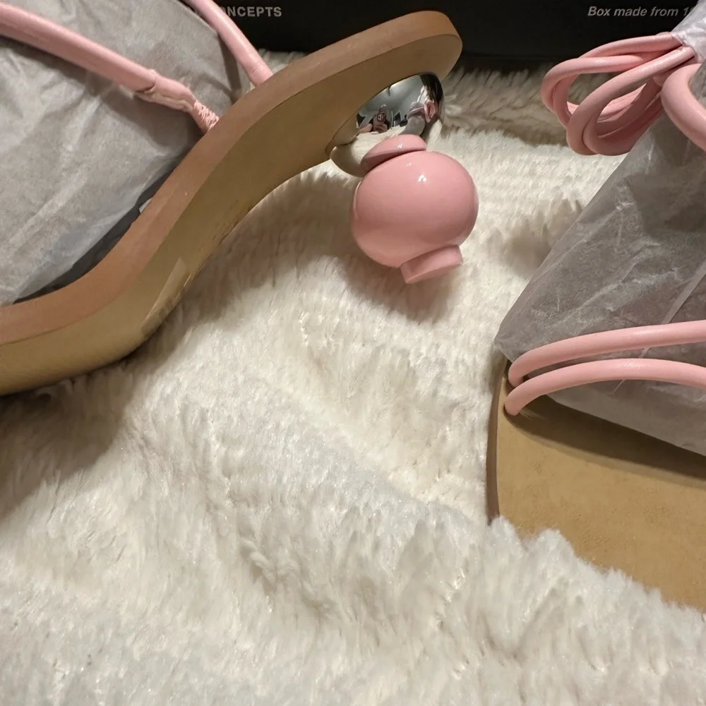 INC International Concepts Women's Light Pink Wrap Sandals